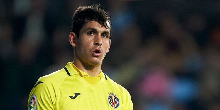 VIGO, SPAIN - JANUARY 13:  Aissa Mandi of Villarreal CF reacts during the LaLiga Santander match between RC Celta and Villarreal CF at Estadio Abanca Balaidos on January 13, 2023 in Vigo, Spain. (Photo by Jose Manuel Alvarez/Quality Sport Images/Getty Images)