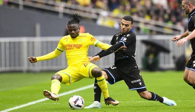 Akim Zedadka Auxerre vs Moses Simon Nantes FOOTBALL : FC Nantes vs AJ Auxerre - Ligue 1 Uber Eats - 01/01/2023 JBAutissier/Panoramic PUBLICATIONxNOTxINxFRAxITAxBEL
