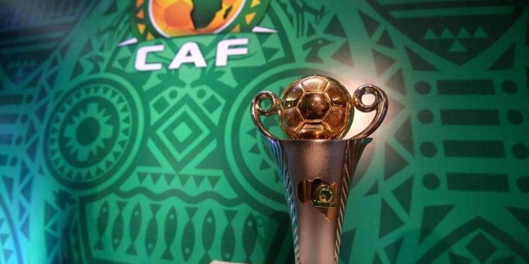 This picture shows the trophy prior to the draw of the Confederation of African Football's (CAF) Confederation cup at the Ritz Carlton Hotel in Cairo on December 28, 2018. (Photo by MOHAMED EL-SHAHED / AFP)
