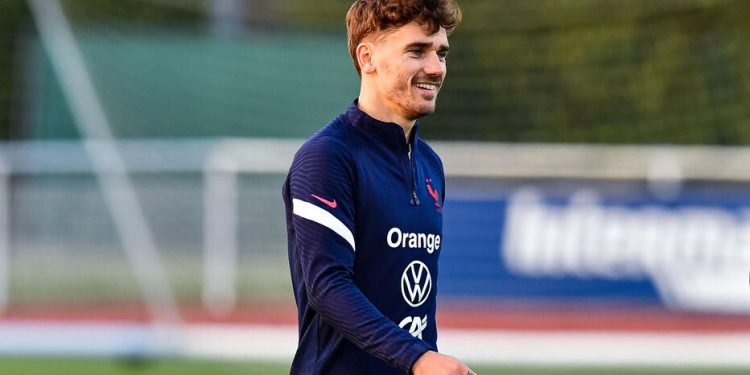 Antoine GRIEZMANN of France during a training session of France national soccer team ahead of their friendly football matches against Ivory Coast and South Africa on March 22, 2022 in Clairefontaine-en-Yvelines, France. (Photo by Baptiste Fernandez/Icon Sport)
