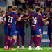 BARCELONA, SPAIN - AUGUST 08: Players of FC Barcelona celebrating a goal during the Joan Gamper Trophy match between FC Barcelona and Tottenham Hotspur at Estadi Olimpic Lluis Companys on August 08, 2023 in Barcelona, Spain. (Photo by Pedro Salado/Quality Sport Images/Getty Images)