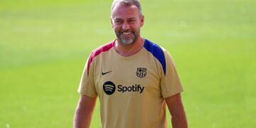 Hansi Flick is participating in the FC Barcelona training session in Barcelona, Spain, on July 19, 2024. (Photo by Joan Valls/Urbanandsport /NurPhoto)