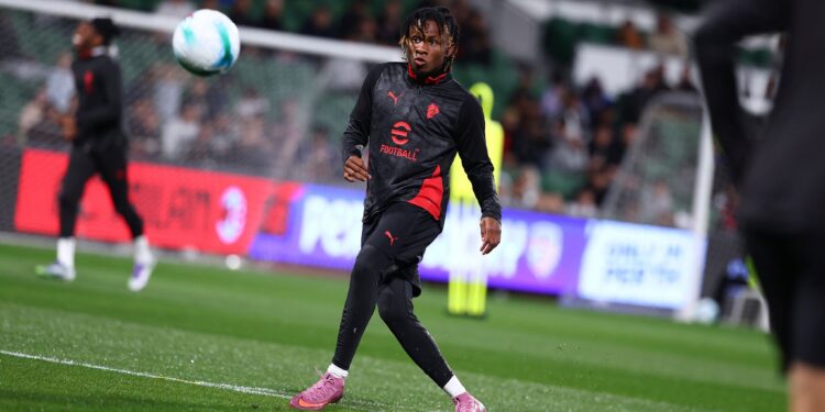 PERTH, AUSTRALIA - JULY 30: Samuel Chukwueze of AC Milan in action during an AC Milan Training Session at HBF Park on July 30, 2025 in Perth, Australia. (Photo by Giuseppe Cottini/AC Milan via Getty Images)