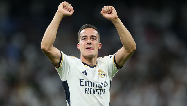 MADRID, SPAIN - APRIL 21: Lucas Vázquez of Real Madrid CF acknowledges the fan after the LaLiga EA Sports match between Real Madrid CF and FC Barcelona at Estadio Santiago Bernabeu on April 21, 2024 in Madrid, Spain. (Photo by Flor Tan Jun/Getty Images) (Photo by Flor Tan Jun/Getty Images)
