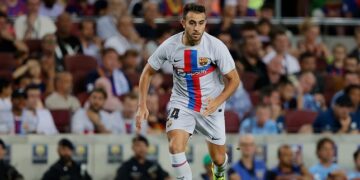 BARCELONA, SPAIN - AUGUST 24: Eric Garcia of FC Barcelona during the Club Friendly match between FC Barcelona v Manchester City at the Spotify Camp Nou on August 24, 2022 in Barcelona Spain (Photo by David S. Bustamante/Soccrates/Getty Images)