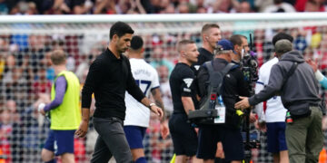 Arsenal manager Mikel Arteta looks dejected after the Premier League match at the Emirates Stadium, London. Picture date: Sunday September 24, 2023. (Photo by Nick Potts/PA Images via Getty Images)